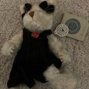 Boyds Bears Felina Cat Plush 12" Jointed with Tags – Cream Bib Overalls